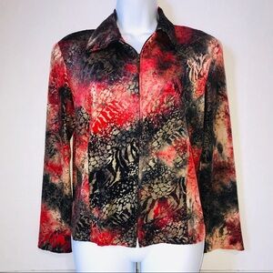 Soft Works Petite Full Zip Jacket Red/Black Size 6